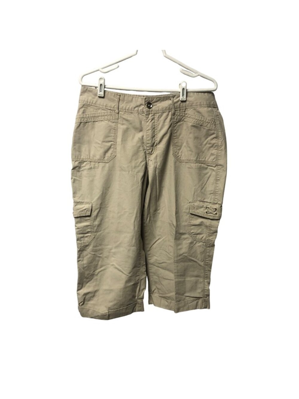 Riders By Lee Cargo Capri Pants Womens Size 12M Beige Cotton Casual Comfy